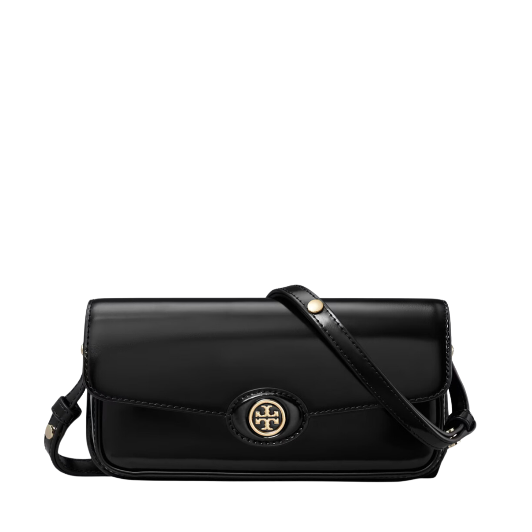 ショルダーバッグ・ポシェット TORY BURCH BLACK LEATHER ROBINSON SHOULDER BAG Tory Burch Robinson Spazzolato E/W Shoulder Bag | Lola Saratoga