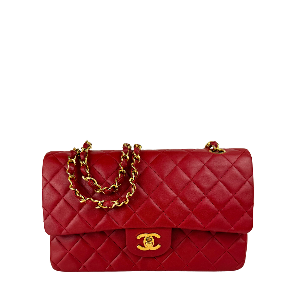 Chanel Red Classic Medium Double Flap Lola Saratoga