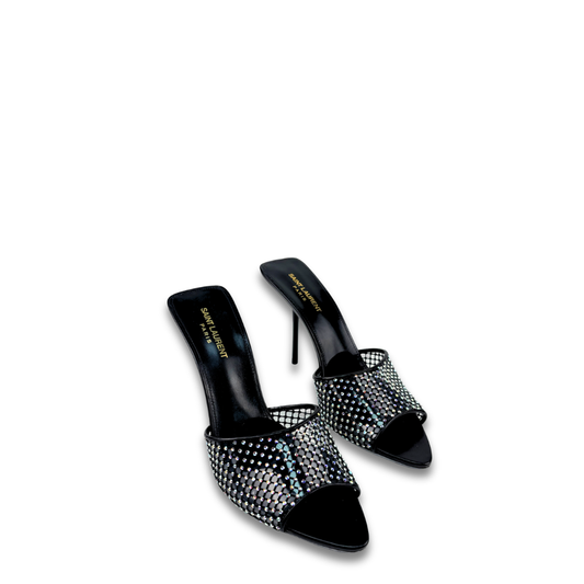 YSL Disco Crystal-Embelished Mules- Size 41.5