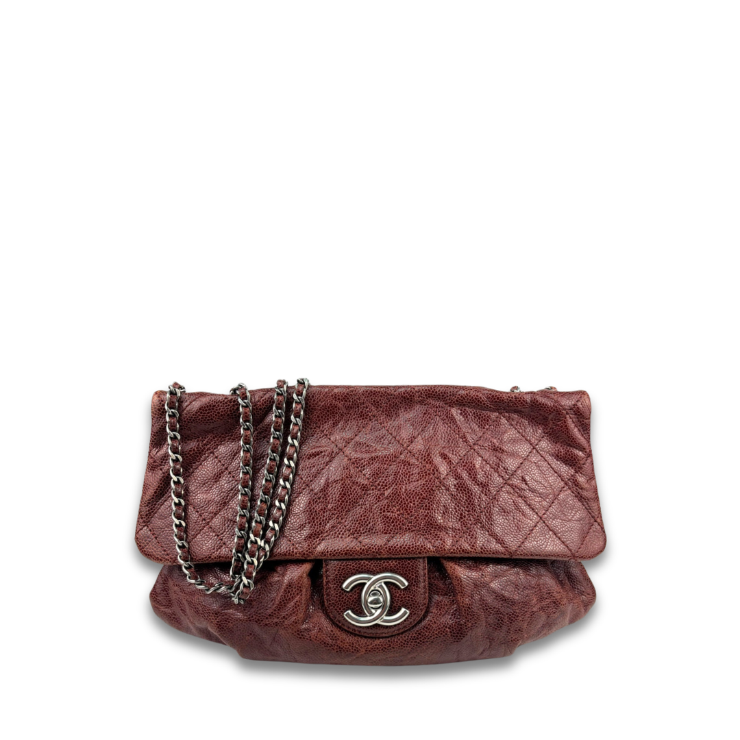 Chanel Red Glazed Caviar Elastic Flap Bag