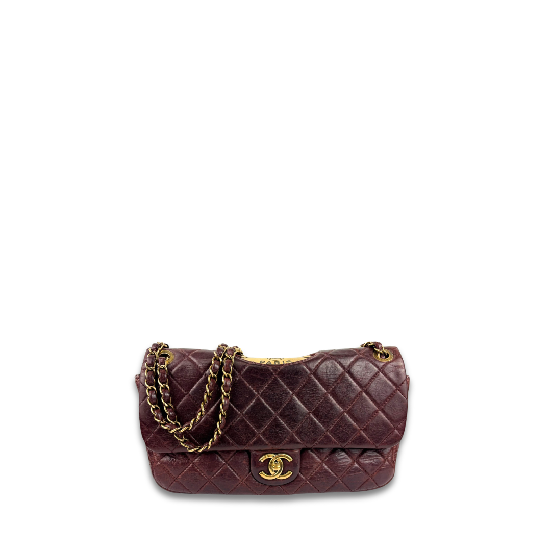 Chanel Distressed Burgundy Soft Double Flap Bag