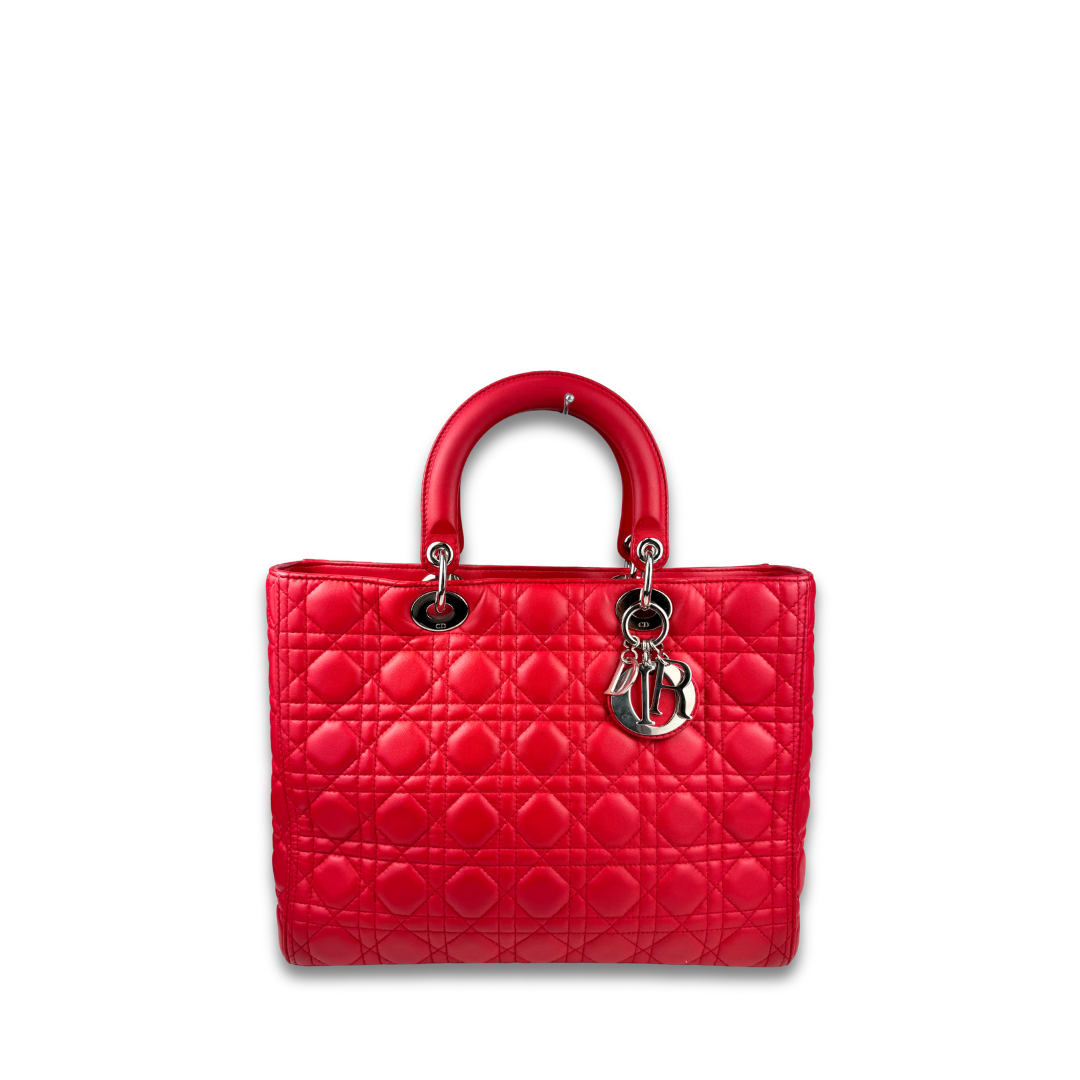 Dior Red Lambskin Large Lady Dior