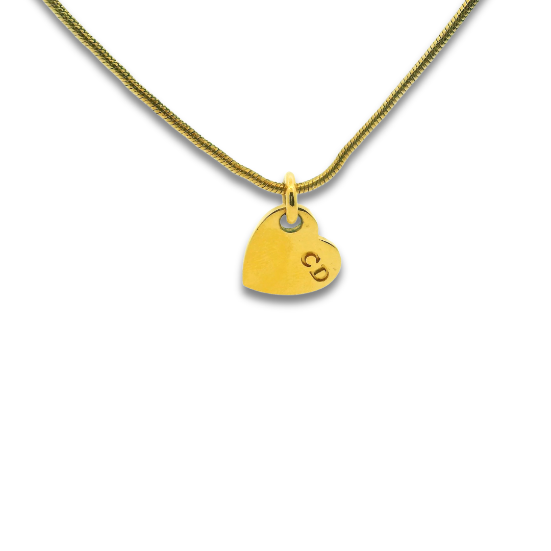 Christian Dior Heart Engraved Pendant Necklace