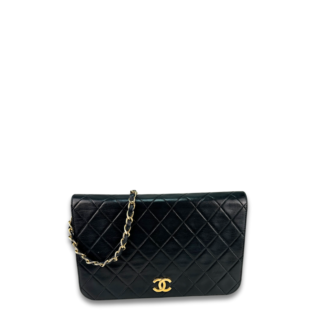 Chanel Black Full Flap Pushlock Shoulder Bag