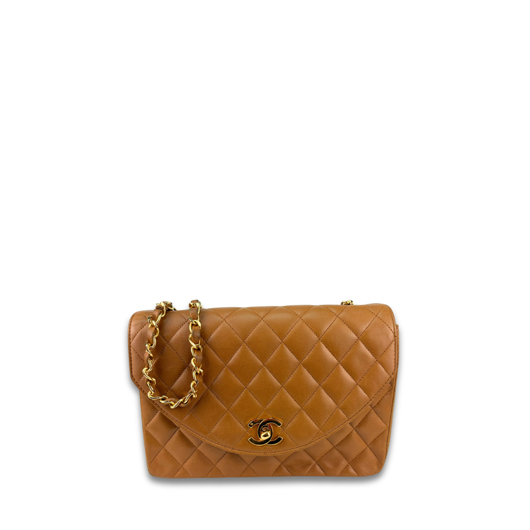 Chanel Camel Lambskin Halfmoon Shoulder Bag