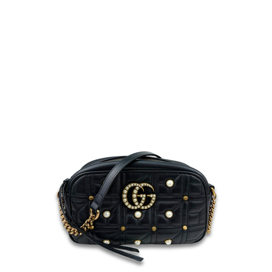 Gucci Pearl Black Marmont Camera Bag