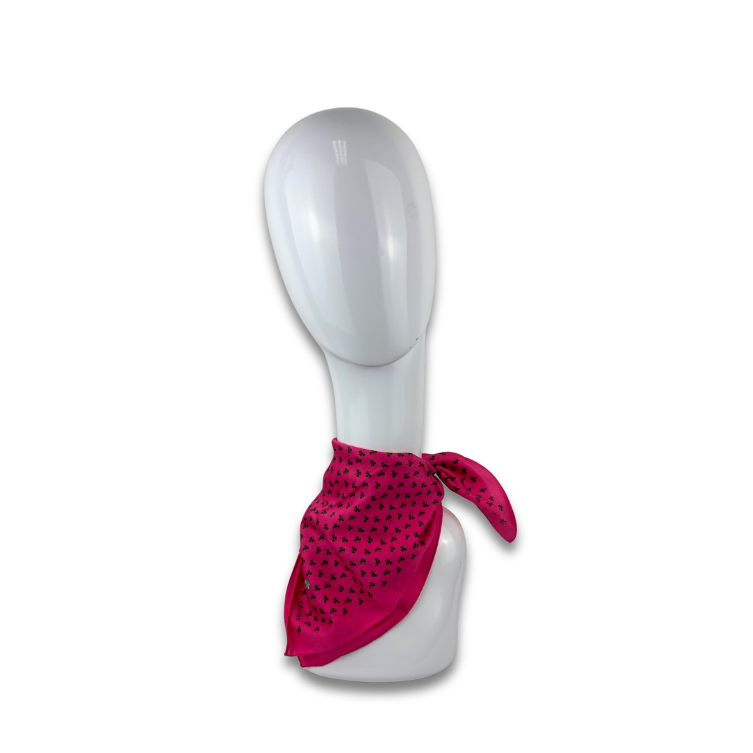 Celine Pink Four Leaf Clover Cotton Handkerchief