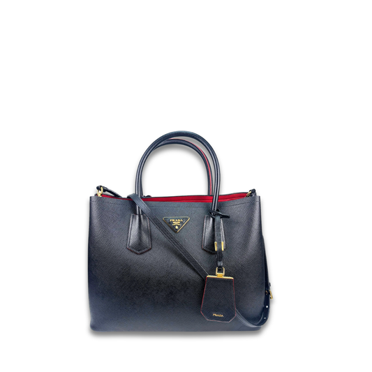 Prada Black Saffiano Double Tote