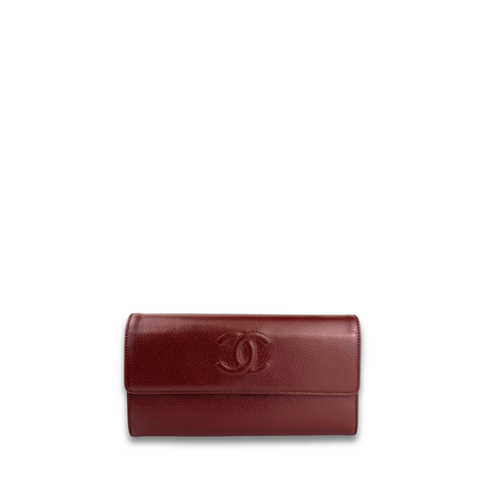 Chanel Maroon Caviar Timeless Wallet