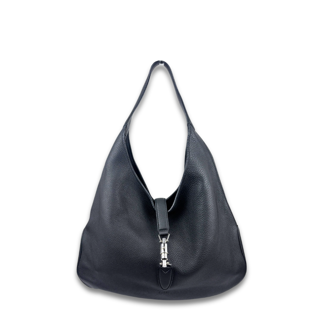 Gucci Black Soft Grained Calfskin Large Jackie Hobo
