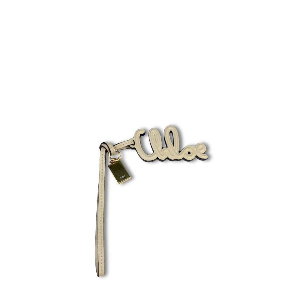 Chloe Cream Logo Bag Charm