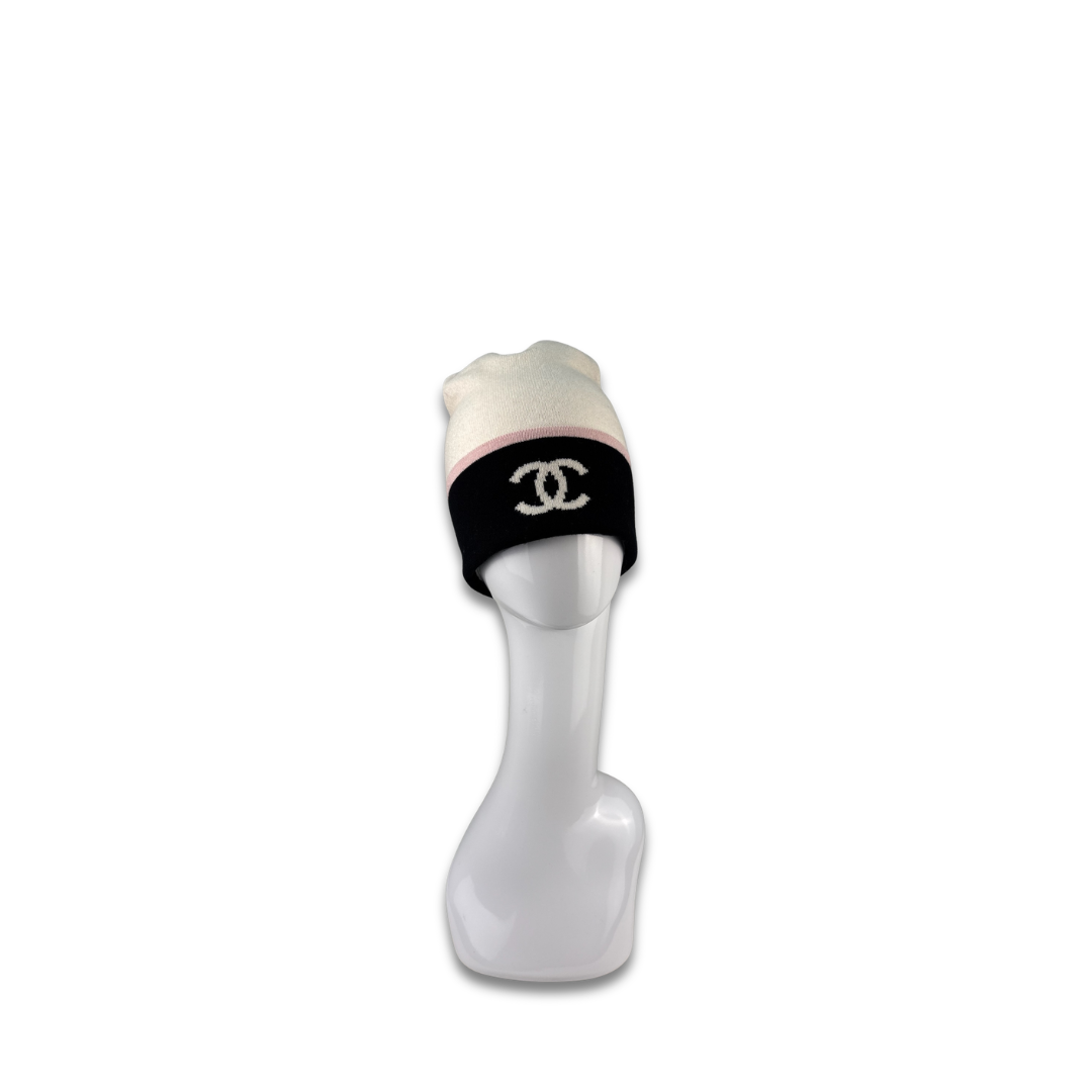 Chanel White CC Sport Beanie