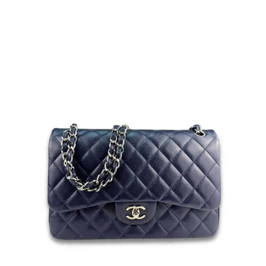 Chanel Navy Caviar Classic Jumbo Double Flap