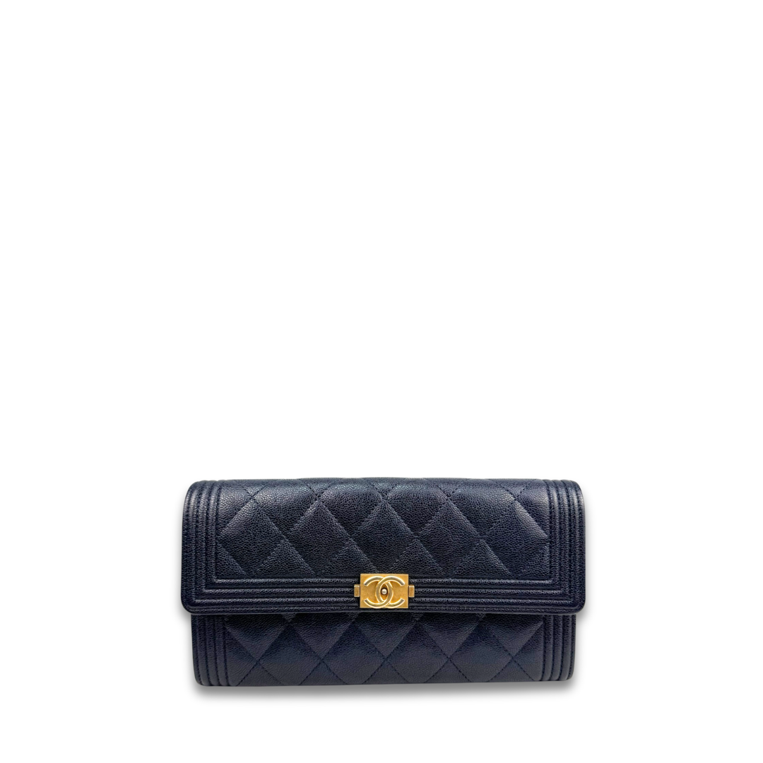 Chanel Navy Caviar Boy Wallet