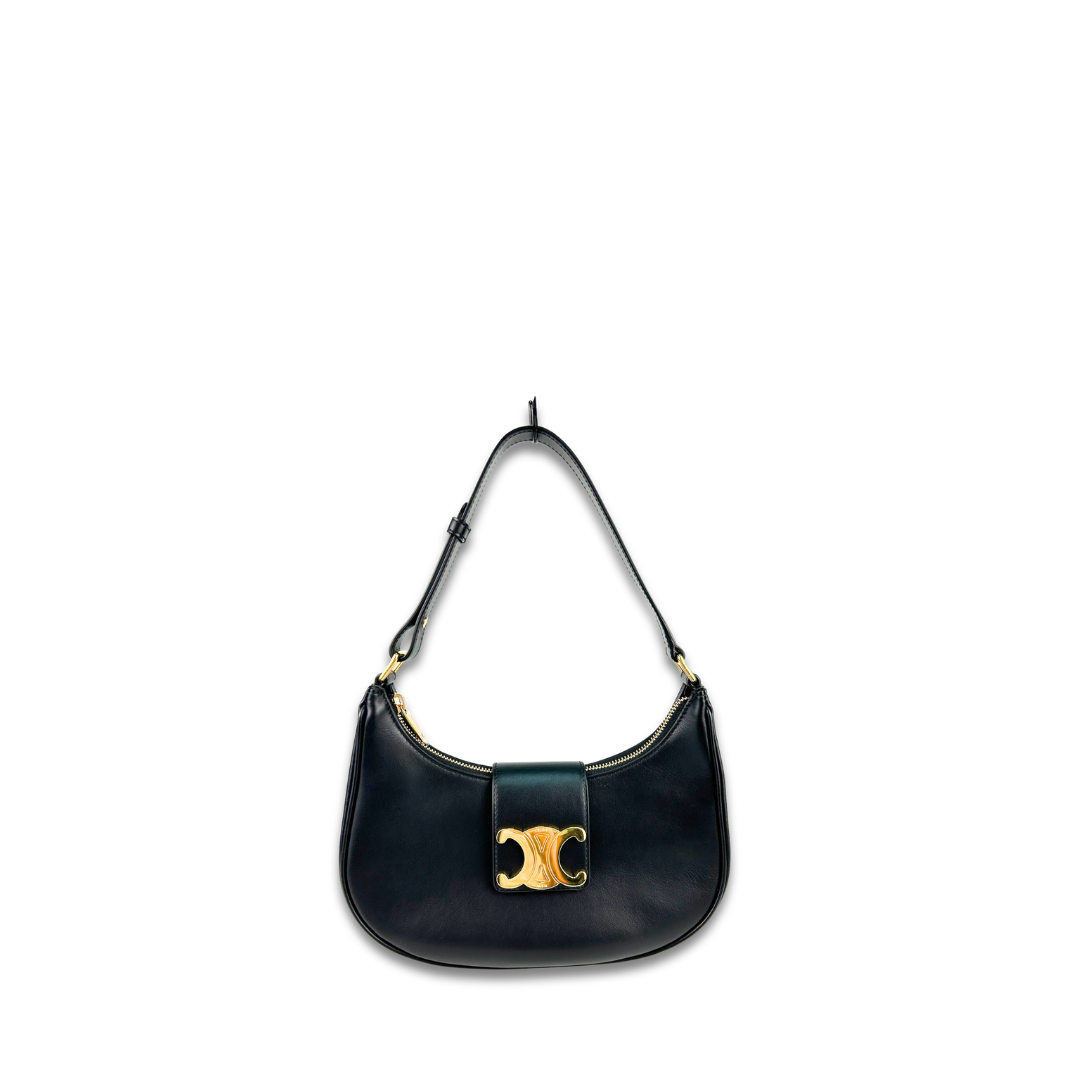 Celine Medium Black Ava Triomphe Shoulder Bag
