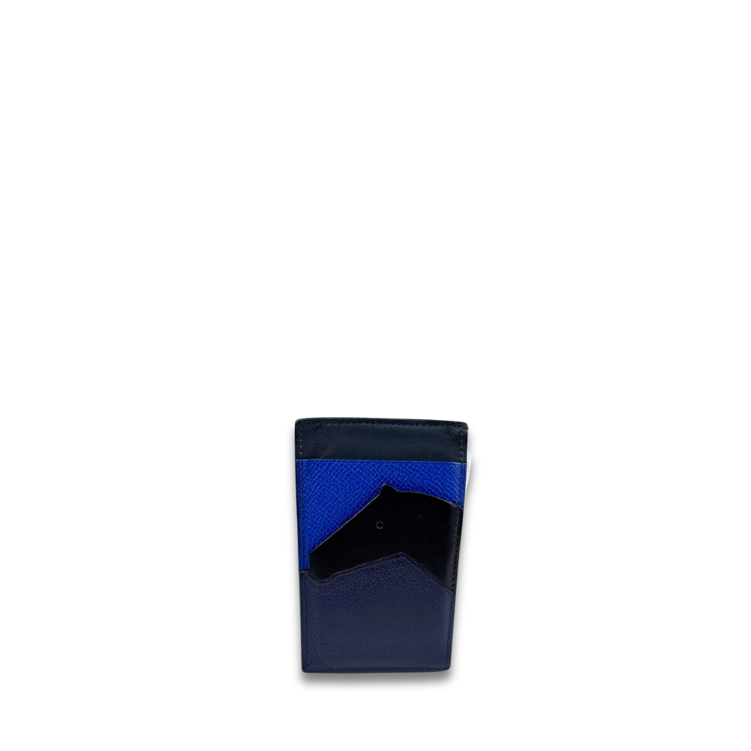Hermes Blue Epsom Les Petits Chevaux Card Holder