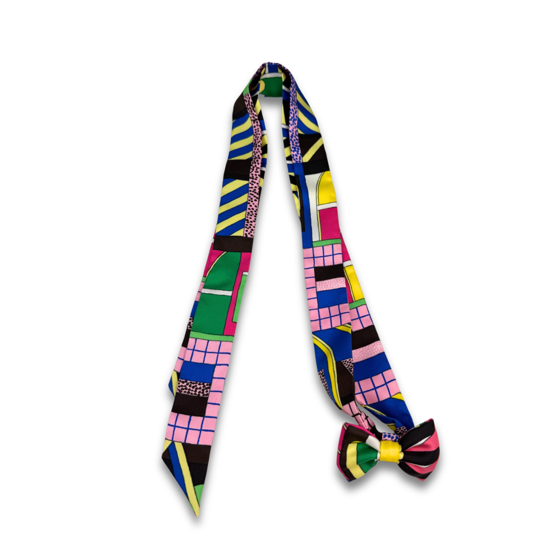 Hermès Silk 'A Garden of Shapes' Twilly and Bowtie