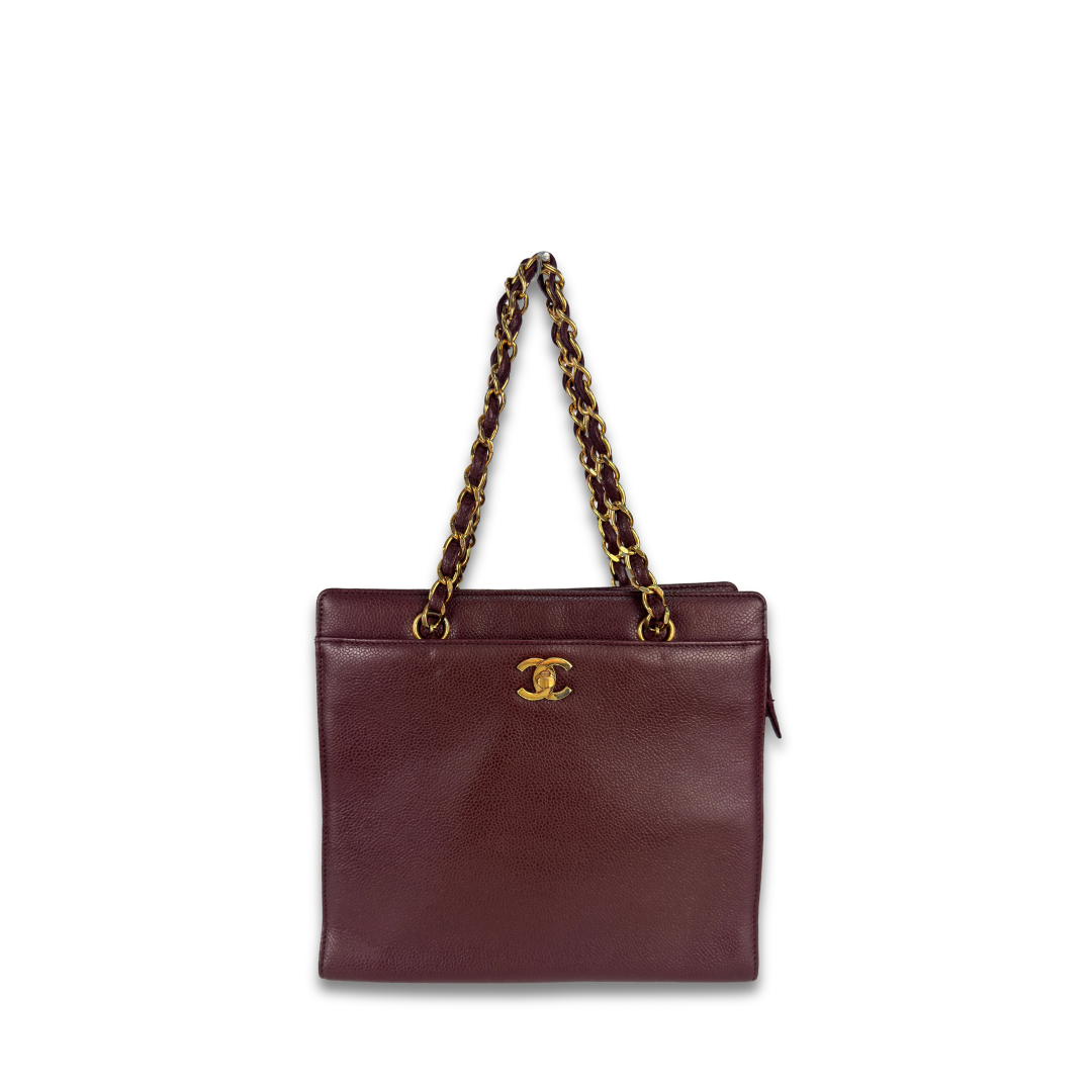 Chanel Vintage Burgundy Caviar Tote