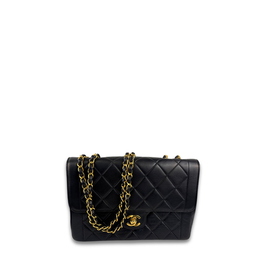 Chanel Black Lambskin Square Single Flap