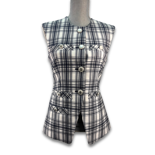 Veronica Beard Blue Plaid Vest/Pants Set- Size 2
