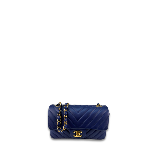 Chanel Blue Chevron Rectangular Mini Flap