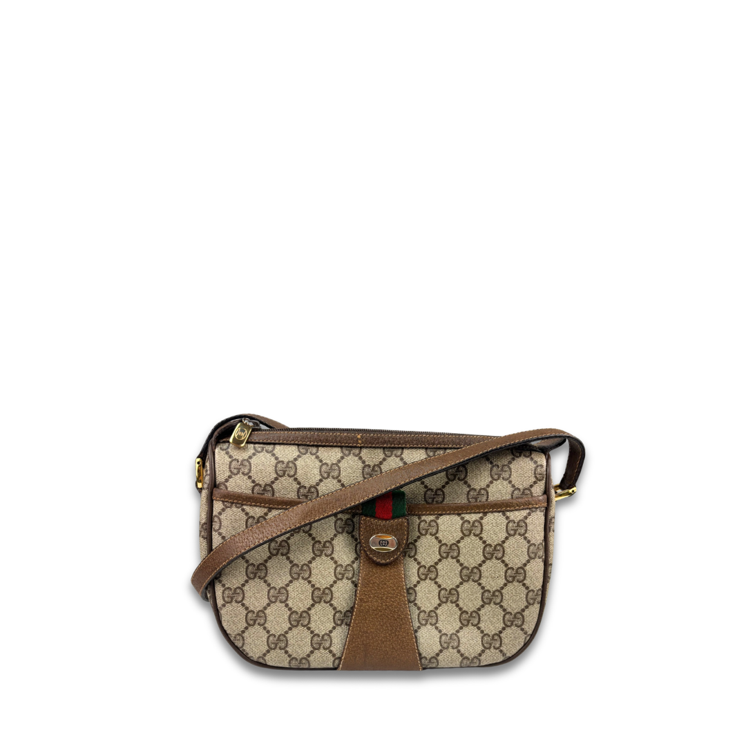 Gucci GG Brown Halfmoon Crossbody