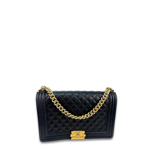 Chanel Black Calfskin Large Boy Bag