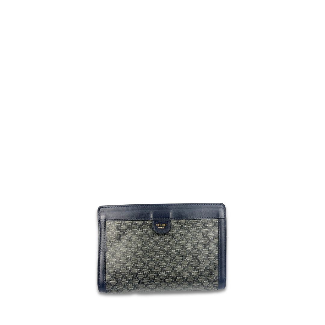 Celine Vintage Blue Macadam Pouch