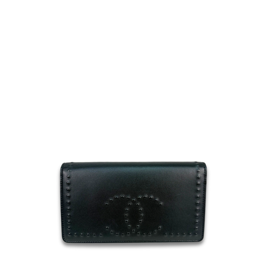 Chanel Studded Lambskin Bifold Flap Wallet