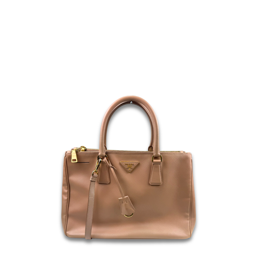 Prada Medium Beige Double Zip Galliera