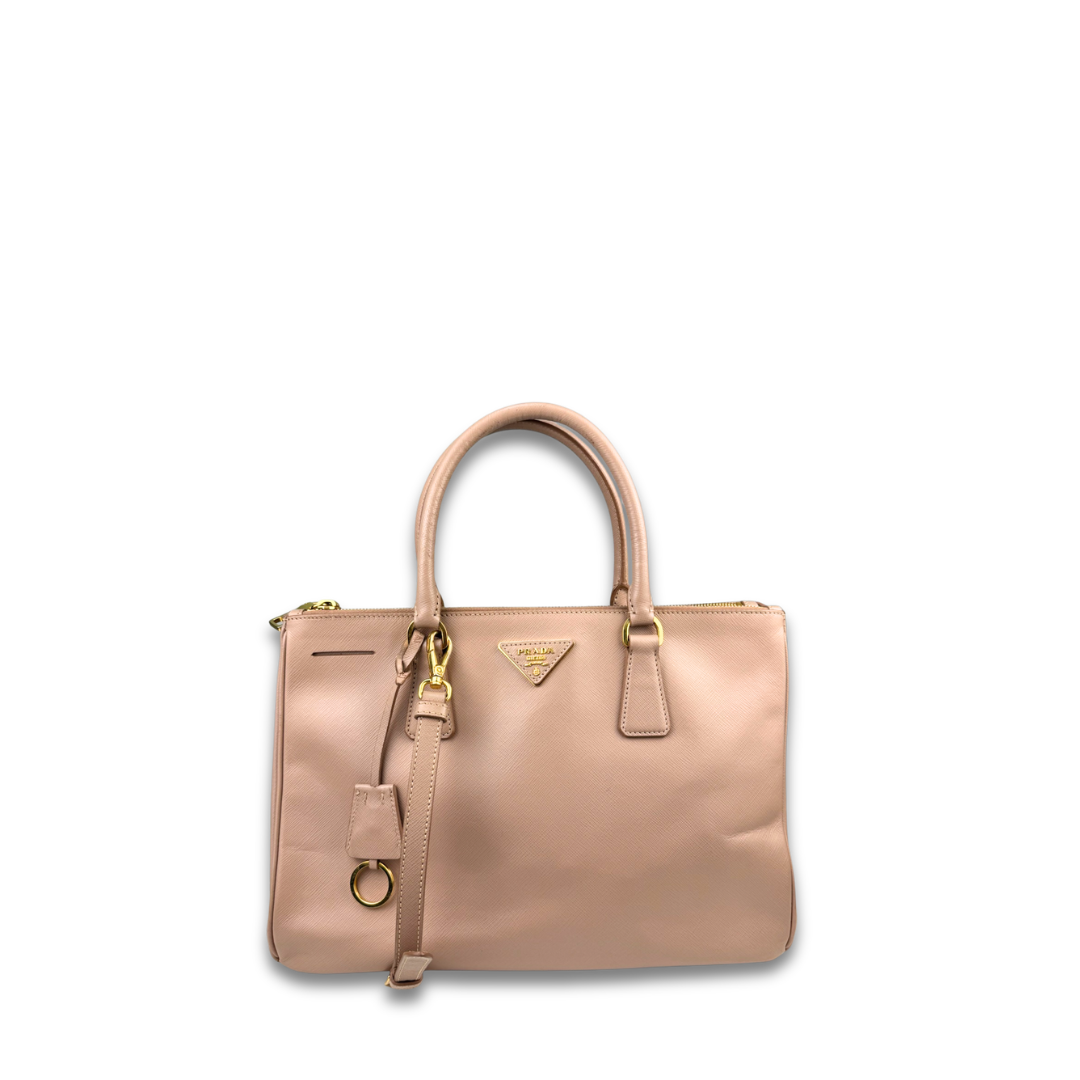 Prada Medium Beige Double Zip Galleria