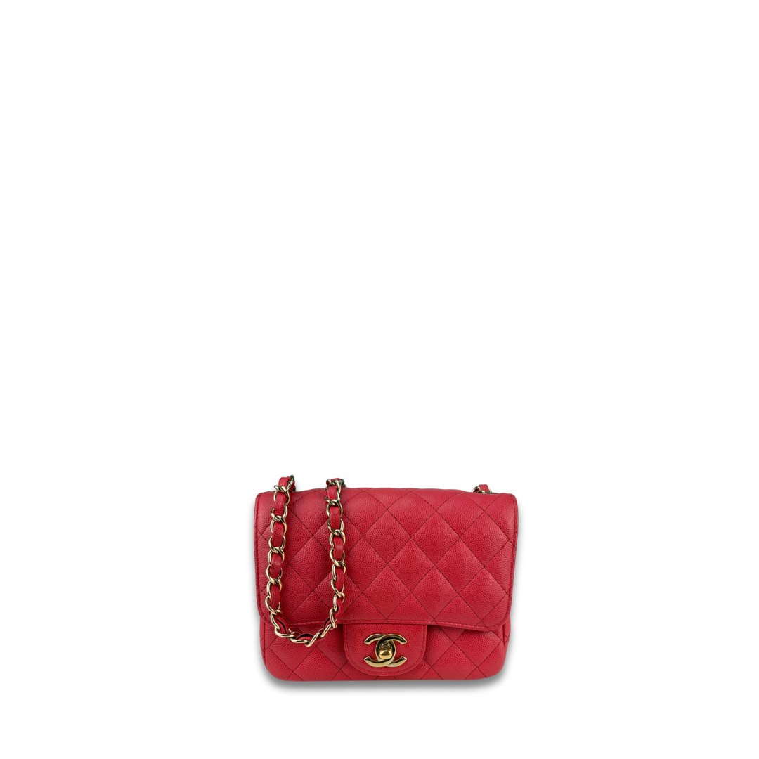 Chanel Classic Dark Pink Caviar Square Mini
