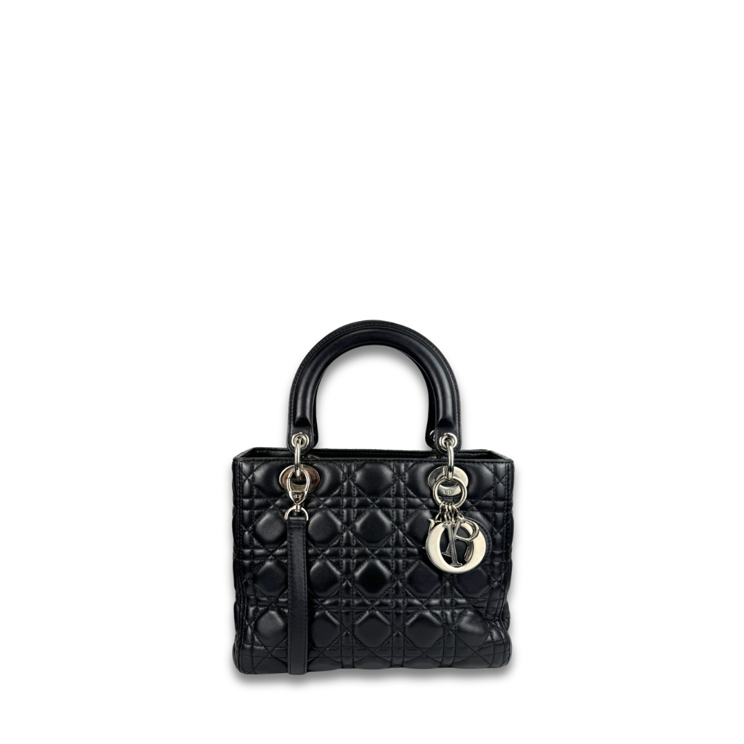 Dior Black Lambskin Medium Lady Dior