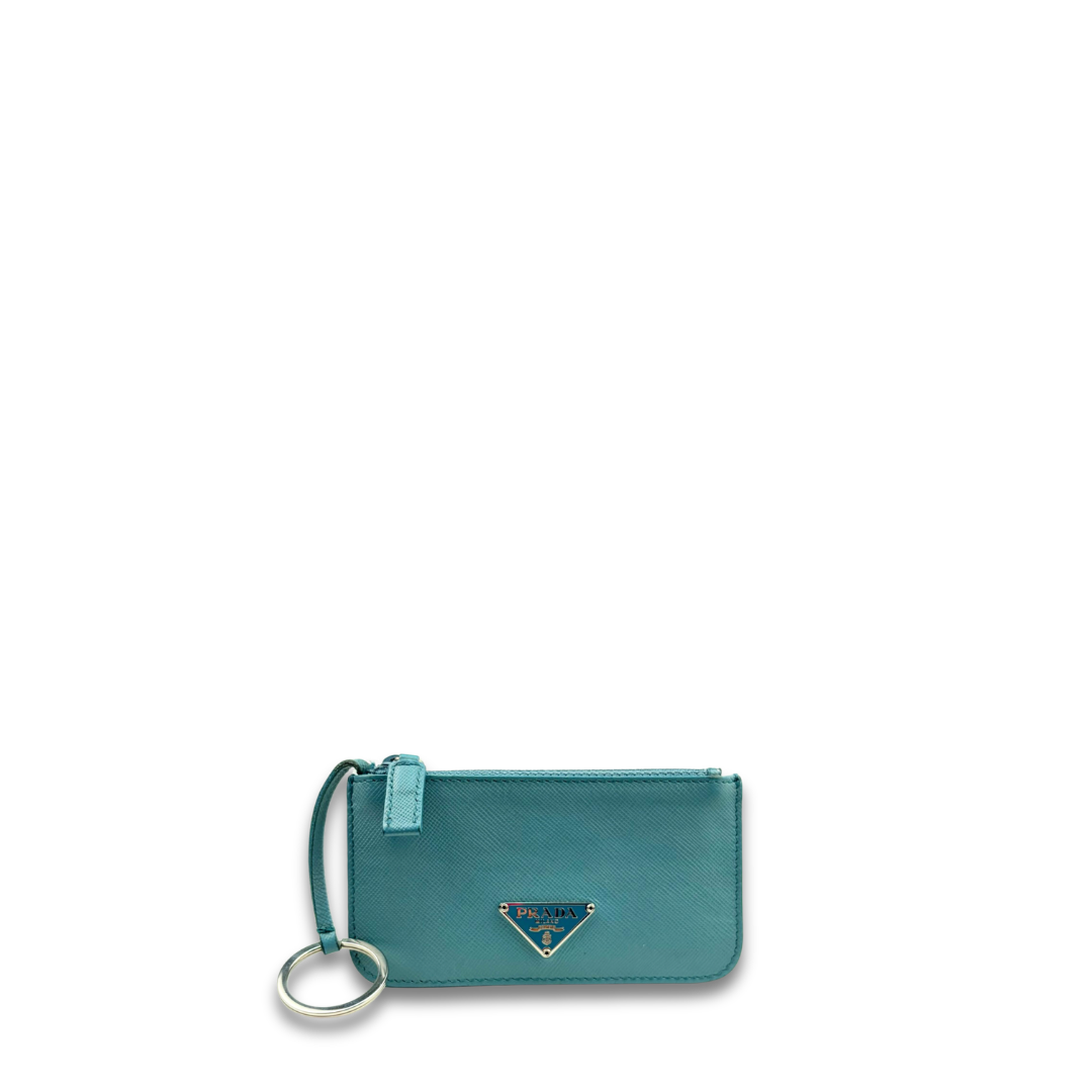 Prada Light Blue Saffiano Key Pouch