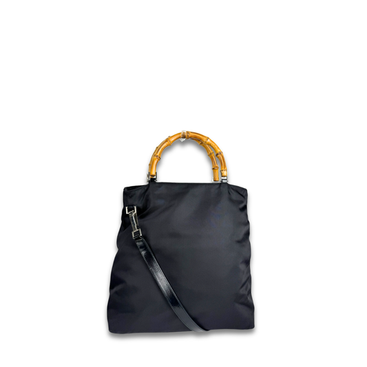 Gucci Nylon Bamboo Two Way Handbag