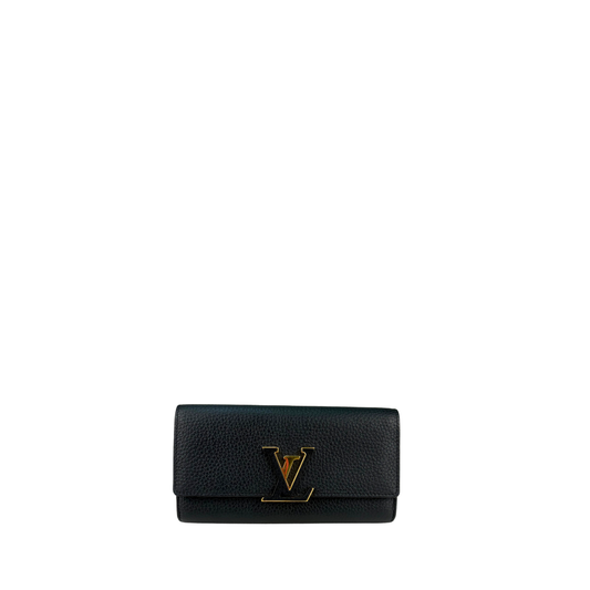 Louis Vuitton Black Capucines Flap Wallet