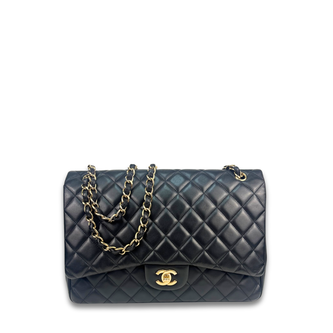 Chanel Black Lambskin Maxi Single Flap