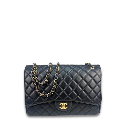 Chanel Black Lambskin Maxi Single Flap