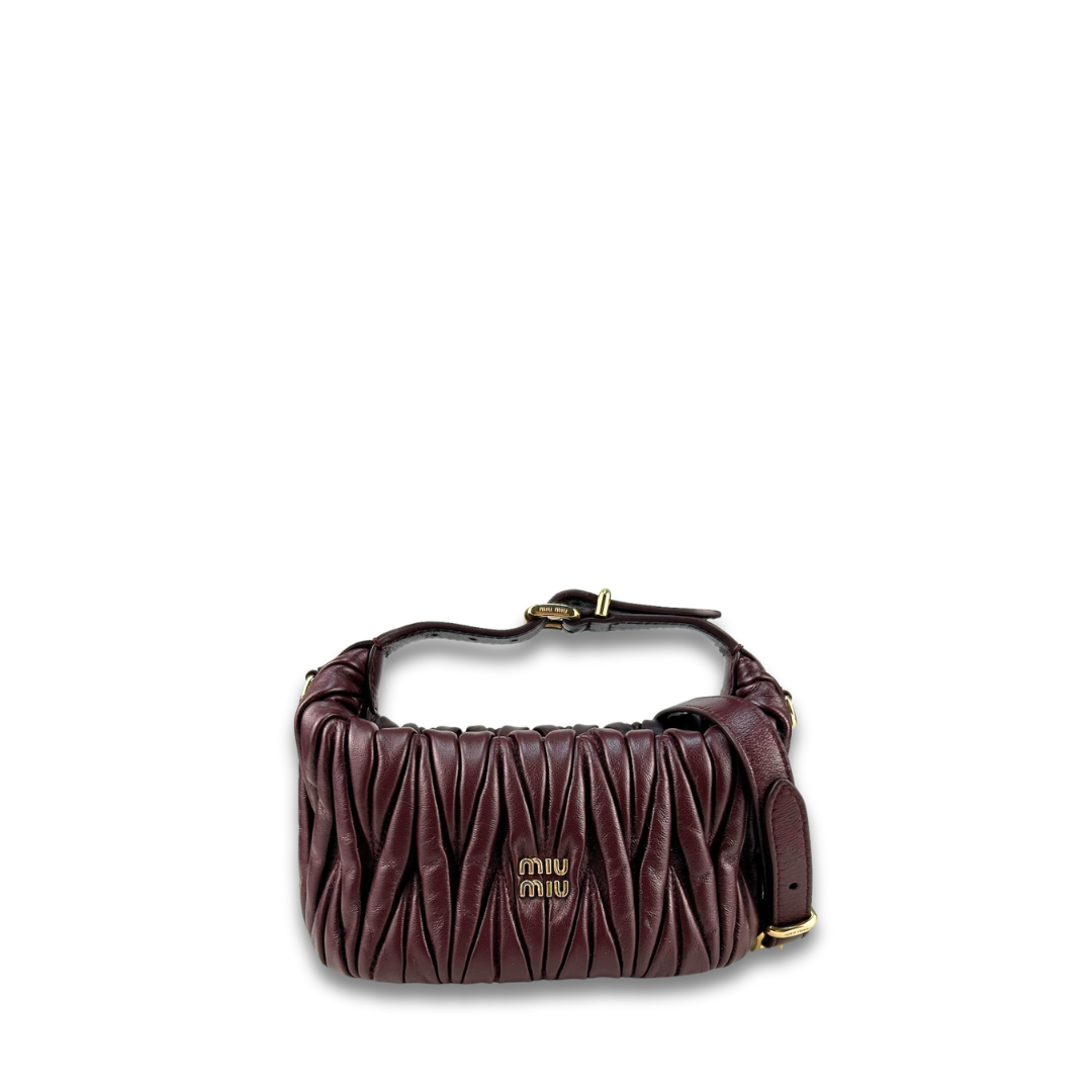 Miu Miu Burgundy Matelassé Nappa Pouch