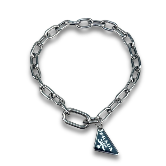 Prada Enamel Logo Charm Link Bracelet
