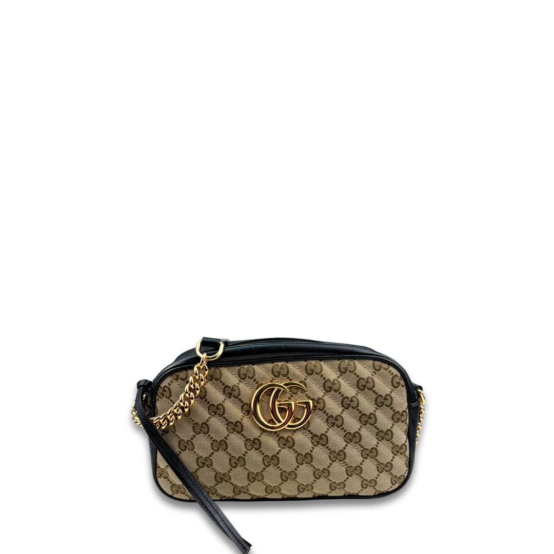 Gucci Black GG Canvas Marmont Small Camera Bag