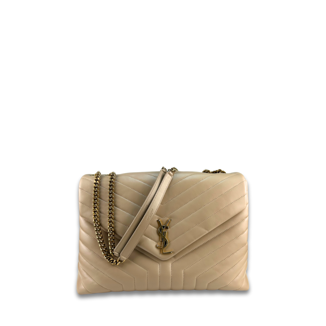 YSL Beige Large LouLou Shoulder Bag