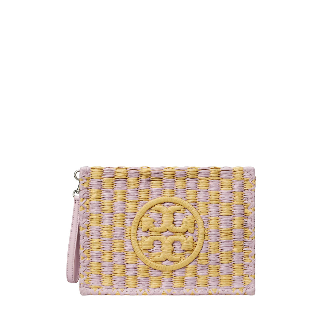Tory Burch Ellaかごバッグ イエロー Small Ella Croc-Embossed Straw Basket: Women's Designer Tote