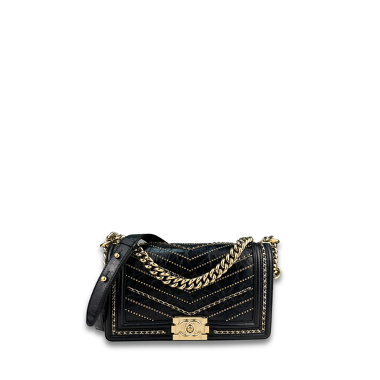 Chanel Chevron Embellished Old Medium Boy Bag