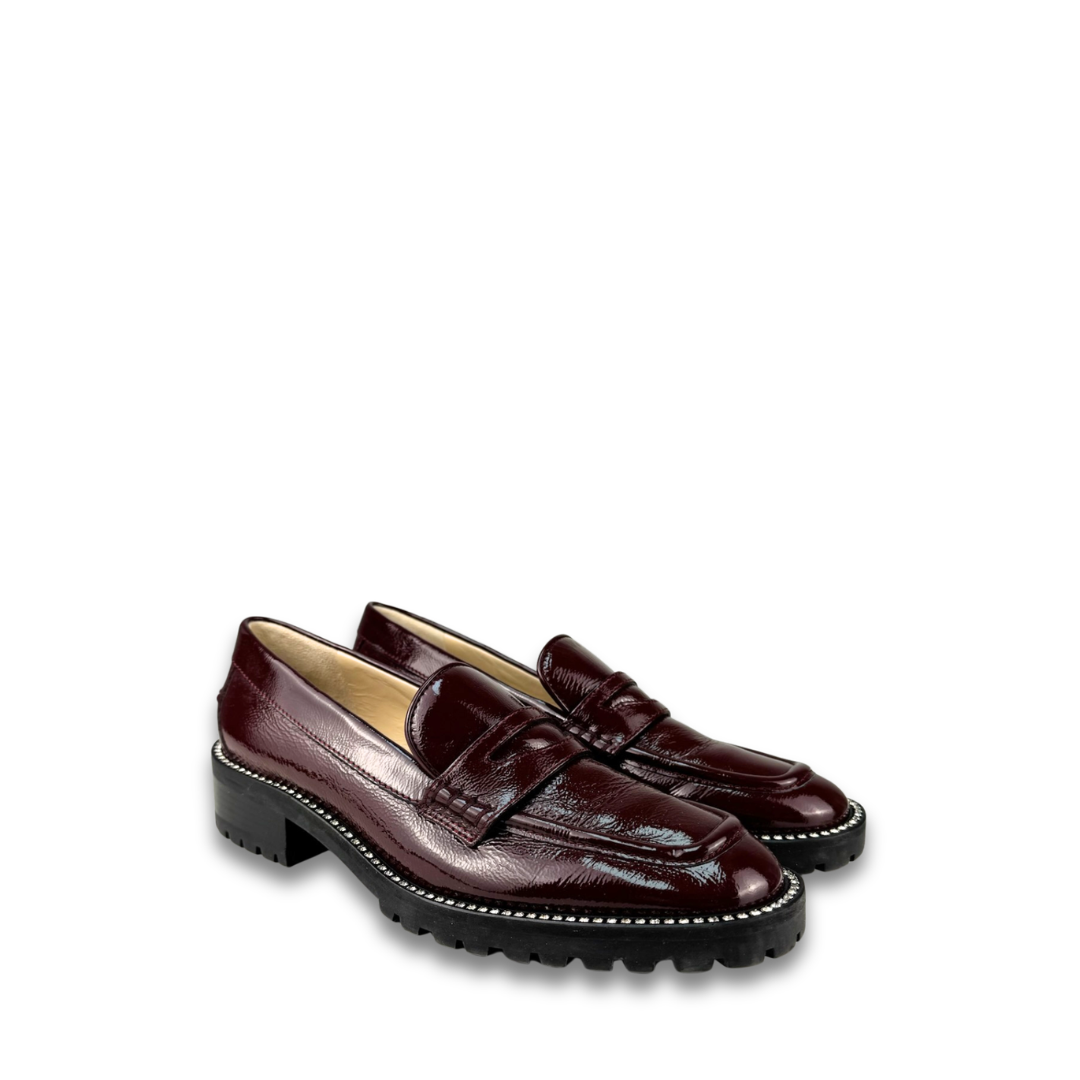 Jimmy Choo Burgundy Patent Deanna Loafers - Size 40