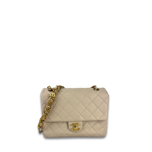 Chanel Beige Classic Square Single Flap