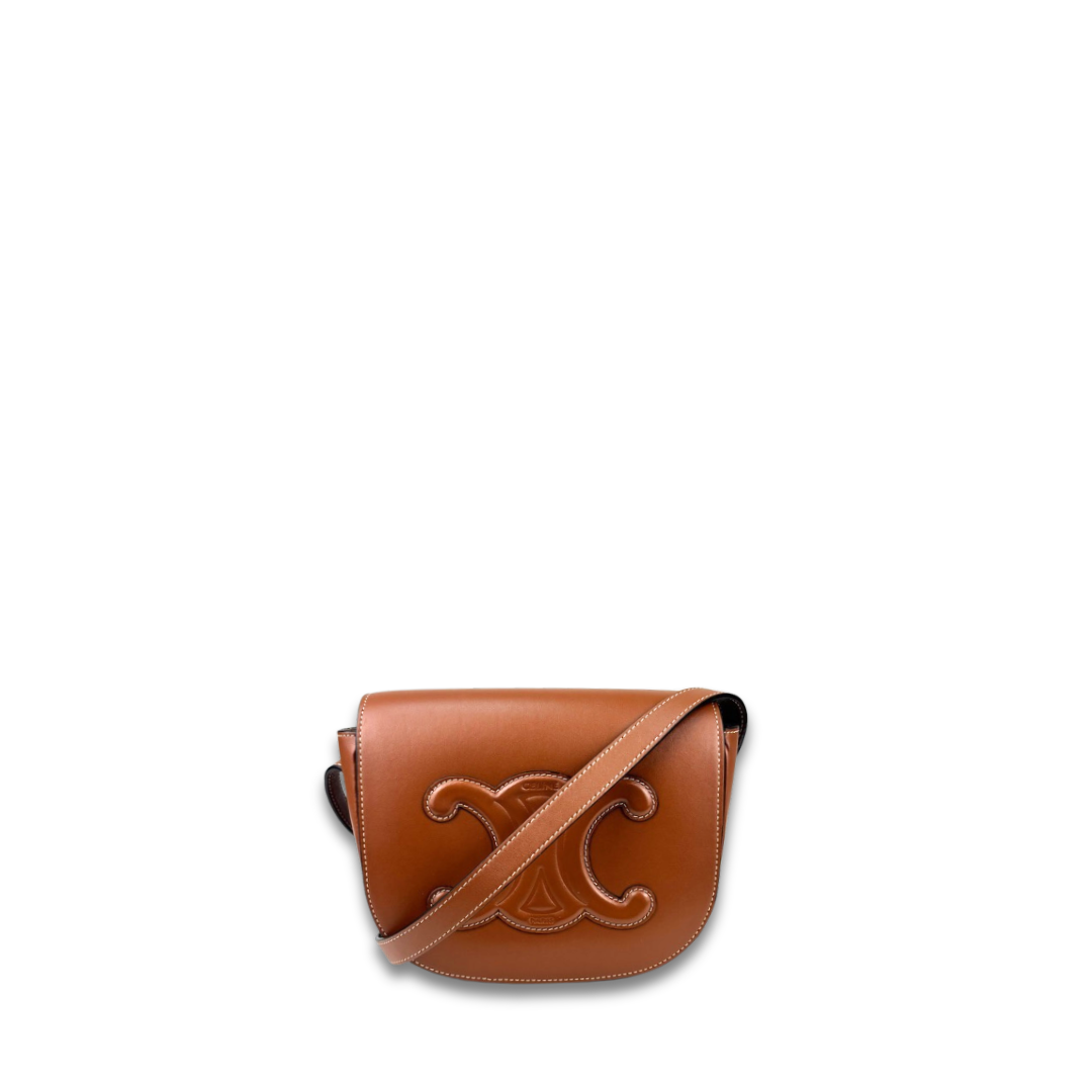 Celine Leather Triomphe Folco Saddle Bag