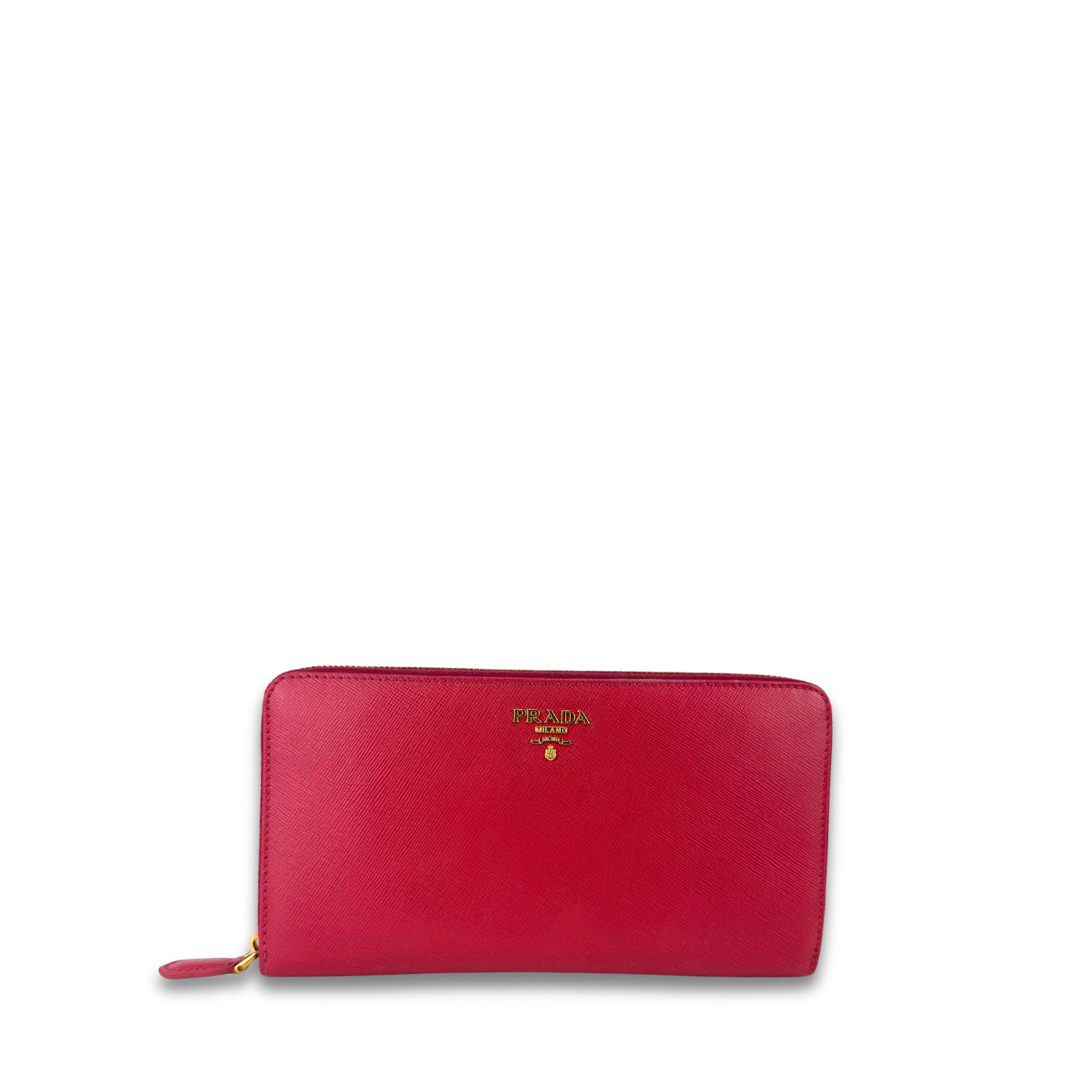Prada Hot Pink Saffiano Organizer Wallet