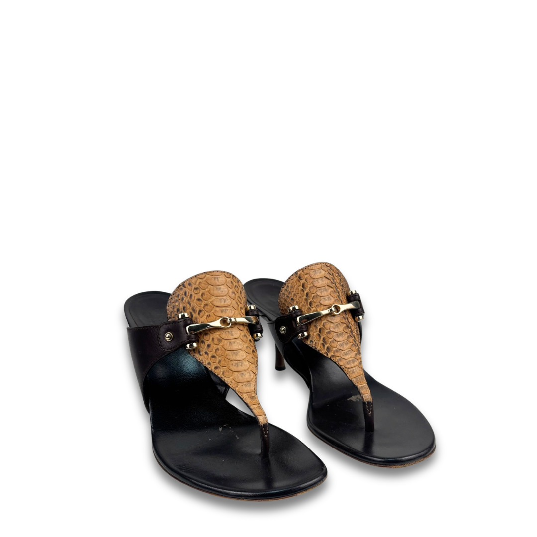 Gucci Python Leather Sandals - Size 37.5