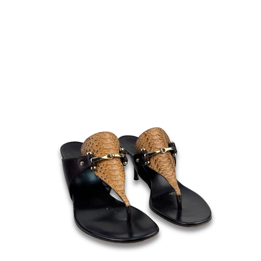Gucci Python Leather Sandals - Size 37.5